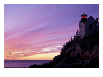 Bass Harbor Head Light At Sunset, Mt. Desert Island, Acadia National Park, Maine, Usa by Jerry & Marcy Monkman Pricing Limited Edition Print image