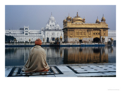 Sikh Man Meditating In Front Of The Golden Temple, Amritsar, India by Anthony Plummer Pricing Limited Edition Print image