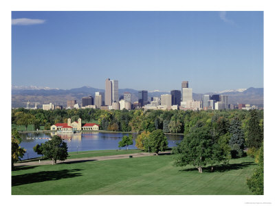 Skyline And Rocky Mts, Denver, Colorado by Jeff Greenberg Pricing Limited Edition Print image