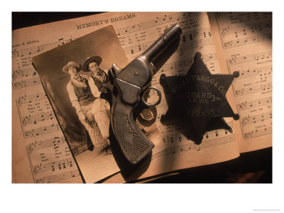 Law Enforcement Badge, Cap Pistol And Portrait Ca by David Cornwell Pricing Limited Edition Print image