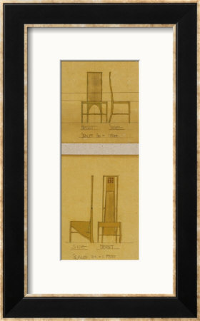 Design For Chairs Shown In Front And Side Elevation, 1903, For The Room De Luxe by Charles Rennie Mackintosh Pricing Limited Edition Print image