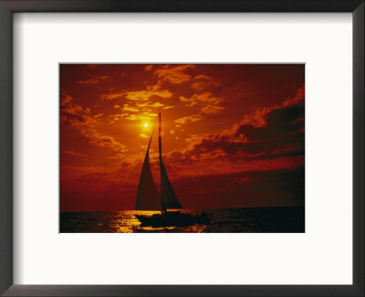 A Silhouette Of A Sailboat On Lake Michigan by Todd Gipstein Pricing Limited Edition Print image