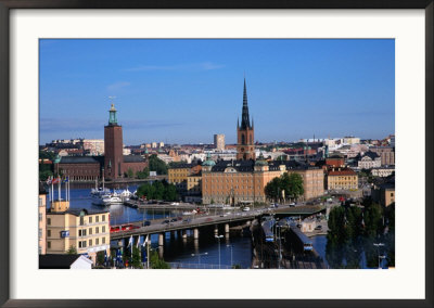 Cityscape With Town Hall On Left And Gamla Stan District, Stockholm, Sweden by Wayne Walton Pricing Limited Edition Print image