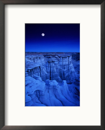Full Moon Rises Over Landscape In De-Na-Zin Wilderness, Bisti Badlands, New Mexico, Usa by Karl Lehmann Pricing Limited Edition Print image