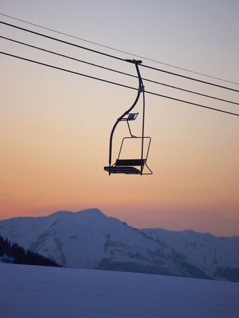 Mountain View At Dusk With Chair Lift by Jakob Helbig Pricing Limited Edition Print image