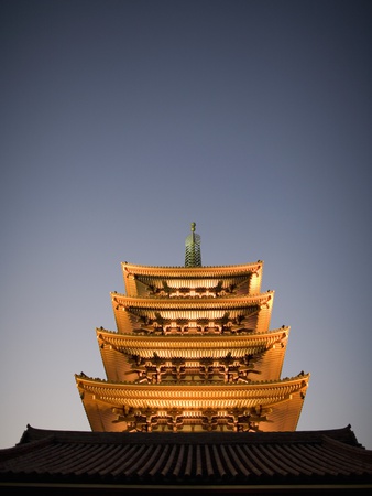 Illuminated Japanese Temple At Night by Aaron Johnston Pricing Limited Edition Print image