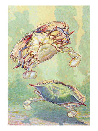 A Painting Of Two Blue Crabs by William H. Crowder Pricing Limited Edition Print image