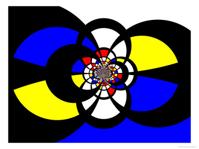 Abstract Blue, Red, Black And Yellow Fractal Design by Albert Klein Pricing Limited Edition Print image