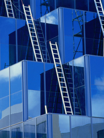 Ladders On Modern Building, Australia by Oliver Strewe Pricing Limited Edition Print image