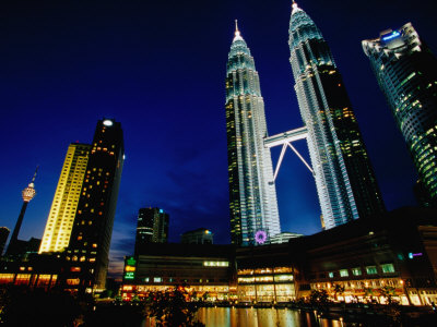 Petronas Towers In Night City Skyline, Kuala Lumpur, Wilayah Persekutuan, Malaysia by Alain Evrard Pricing Limited Edition Print image