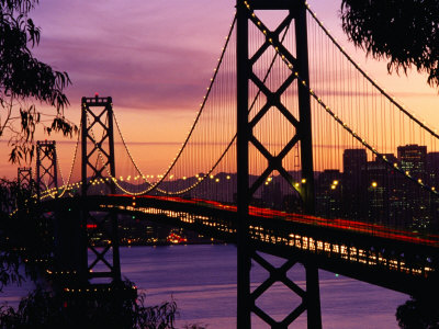 San Francisco Bay Bridge At Dusk Seen From Treasure Island, San Francisco, Usa by Woods Wheatcroft Pricing Limited Edition Print image