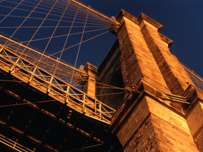 Brooklyn Bridge On Lower Manhattan, New York City, New York, Usa by Angus Oborn Pricing Limited Edition Print image