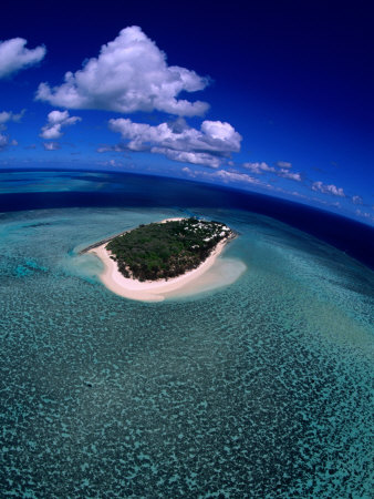 Aerial Of Heron Island On The Great Barrier Reef, Queensland, Australia by Michael Aw Pricing Limited Edition Print image