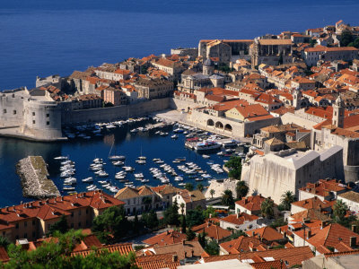 Rooftops And Harbour Of Old Town, Dubrovnik, Croatia by Wayne Walton Pricing Limited Edition Print image