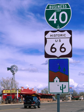 Road Sign Along Route 66, Seligman, Usa by Mark & Audrey Gibson Pricing Limited Edition Print image