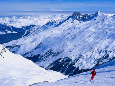 Looking Across Alps Towards Mont Blanc From Meribel Valley In Haute-Savoie, Meribel, France by Richard Nebesky Pricing Limited Edition Print image