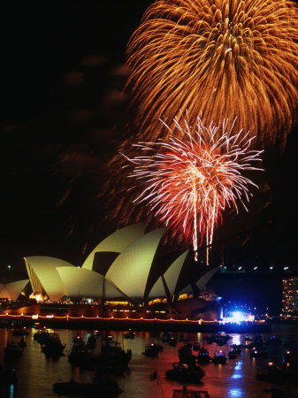 New Years Eve Fireworks Over Sydney Opera House, Sydney, Australia by Holger Leue Pricing Limited Edition Print image