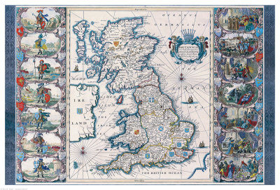 Antique Map, Britannia, Ca. 1646 by Jan Jansson Pricing Limited Edition Print image