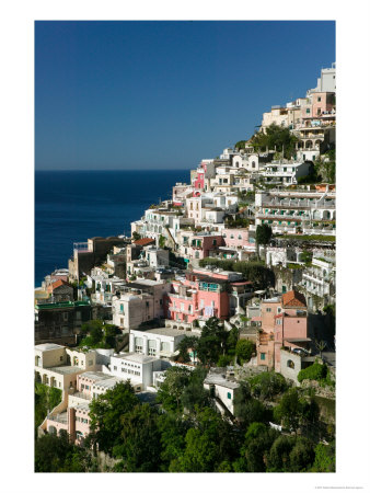 Town View From Amalfi Coast Road, Positano, Amalfi, Campania, Italy by Walter Bibikow Pricing Limited Edition Print image