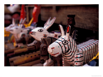 Painted Animals In Sunday Market, Chichicastenango, Highlands, Guatemala by Inger Hogstrom Pricing Limited Edition Print image