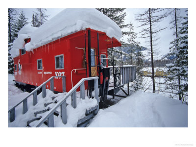 Caboose Lodging At Izaak Walton Lodge, Essex, Montana, Usa by Chuck Haney Pricing Limited Edition Print image