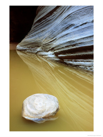 Buckskin Gulch, Pool At The Bottom Of The Canyon, Paria Canyon Wilderness Area, Utah by Oxford Scientific Pricing Limited Edition Print image