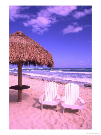 Beach Chairs, Cozumel, Mexico by Bill Bachmann Pricing Limited Edition Print image
