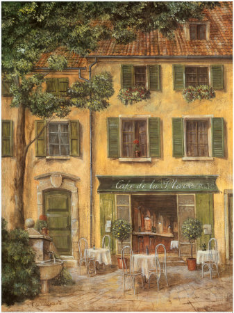 Courtyard Cafe Ii by Fabrice De Villeneuve Pricing Limited Edition Print image