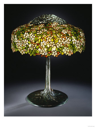 A Fine 'Cherry Blossom' Leaded Glass And Bronze Table Lamp by Maurice Bouval Pricing Limited Edition Print image