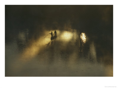 Villagers Travel By Dugout Canoe Along The Zambezi River, Zambia by Chris Johns Pricing Limited Edition Print image