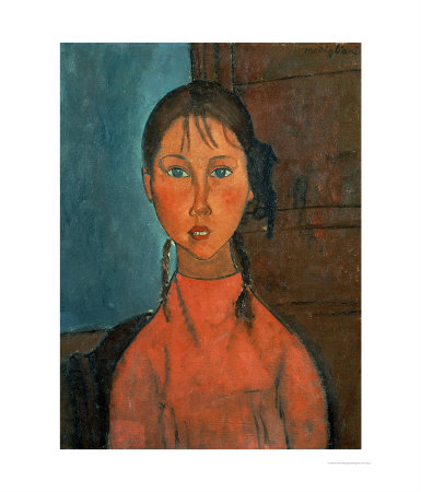 Girl With Pigtails, Circa 1918 by Amedeo Modigliani Pricing Limited Edition Print image