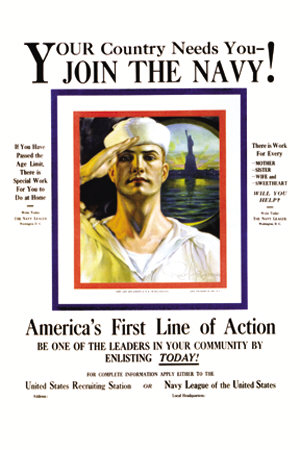 Join The Navy, Your Country Needs You, C.1916 by Rolf Armstrong Pricing Limited Edition Print image
