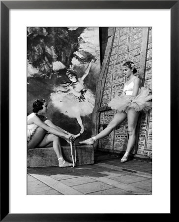 Denise Bourgeois And Claude Bessy Taking A Breather In Front Of A Degas Background by Walter Sanders Pricing Limited Edition Print image