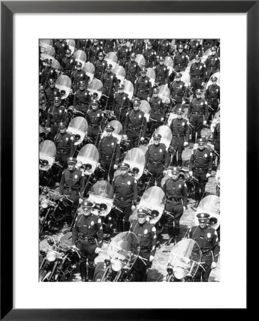 Los Angeles Has World's Biggest Motorcycle Police Force, Here Lining Up For Review by Loomis Dean Pricing Limited Edition Print image