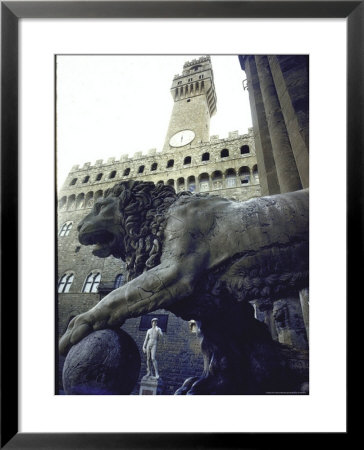 Replica Of The David Under Belly Of Roman Lion In Piazza Della Signoria, Florence by Michelangelo Buonarroti Pricing Limited Edition Print image