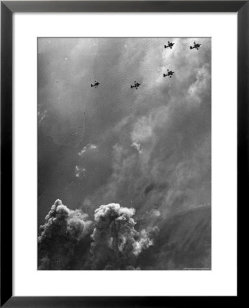 B26 Marauders With Special D Day Markings Over Beaches Of Cherbourg by Frank Scherschel Pricing Limited Edition Print image