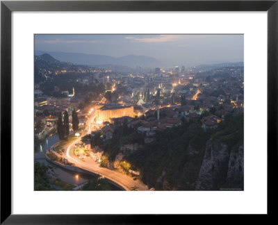 Panoramic Night View Of The City, Sarajevo, Bosnia, Bosnia-Herzegovina, Europe by Chris Kober Pricing Limited Edition Print image
