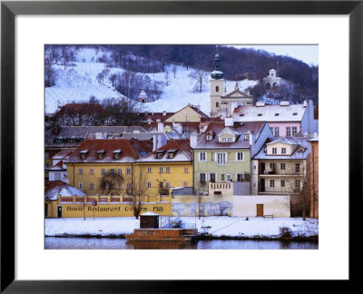 Snow-Covered Houses On Kampa Island On Banks Of Vltava River, Prague, Czech Republic by Richard Nebesky Pricing Limited Edition Print image