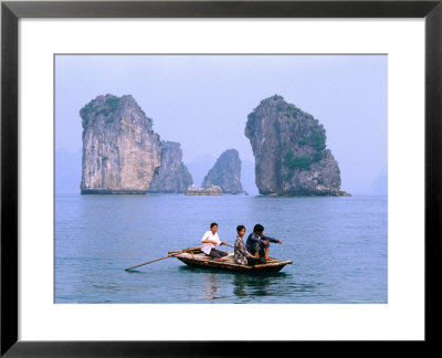 People Fishing In Small Boat With Karsts In Background, Ha Long, Bac Giang, Vietnam by Christopher Groenhout Pricing Limited Edition Print image