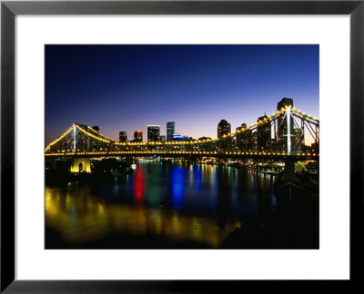 Story Bridge And City Skyline At Night, Brisbane, Queensland, Australia by Holger Leue Pricing Limited Edition Print image