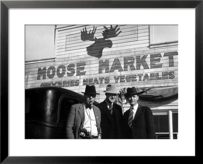 Lawman Frank Branik, Realtor Walt Wilson And Publisher Jerry Reinerston, Moose Market Grocery Store by Margaret Bourke-White Pricing Limited Edition Print image