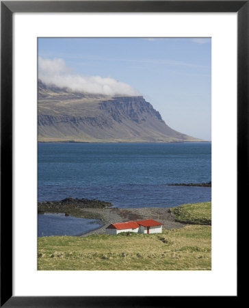Red Roofed Farm Buildings, Faskrudsfjordur, East Area, Iceland, Polar Regions by Neale Clarke Pricing Limited Edition Print image