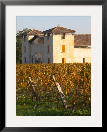 Winery Building And Golden Vineyard In Late Afternoon, Domaine Des Verdots, Conne De Labarde by Per Karlsson Pricing Limited Edition Print image
