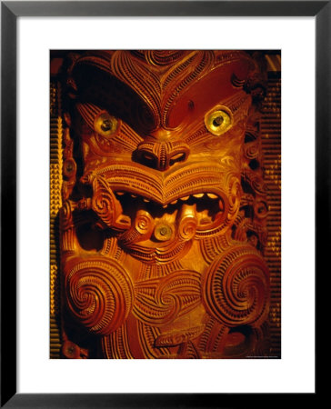 Maori Carving On Meeting House, Auckland Museum, Auckland, North Island, New Zealand, Pacific by Ken Gillham Pricing Limited Edition Print image
