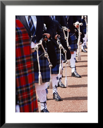 Bagpipe Players With Traditional Scottish Uniform, Glasgow, Scotland, United Kingdom, Europe by Yadid Levy Pricing Limited Edition Print image