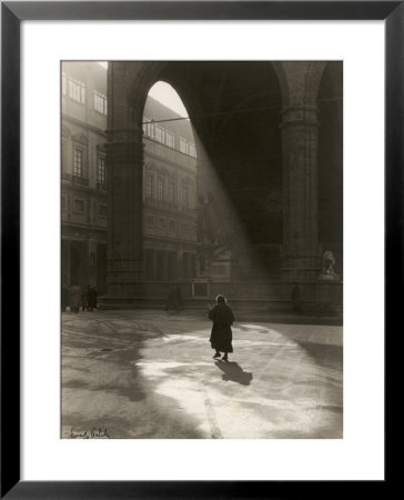 Lights In The Piazza Della Signoria, A Foggy Morning In December. Florence by Vincenzo Balocchi Pricing Limited Edition Print image