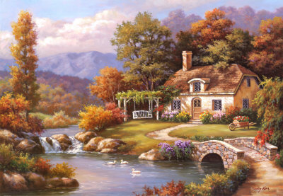 Cottage Stream by Sung Kim Pricing Limited Edition Print image