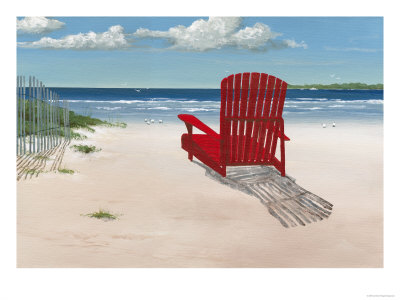 Red Beach Chair by Cynthia Rodgers Pricing Limited Edition Print image