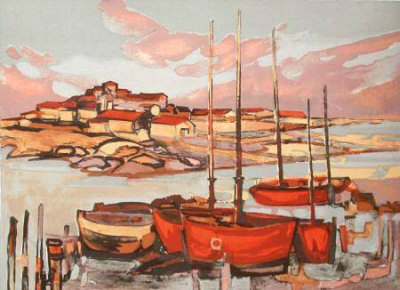 Village De Pêcheurs by Eliane Thiollier Pricing Limited Edition Print image
