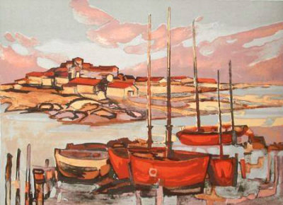 Village De Pecheurs by Eliane Thiollier Pricing Limited Edition Print image